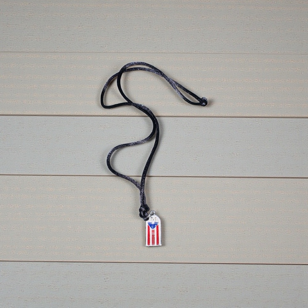 Puerto Rico Flag Pendant Necklace with Black Cord NWOT